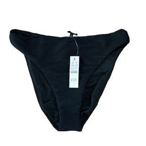 J.Crew Black Ribbed High Rise Bikini Bottom, Size S